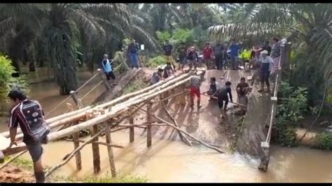 Jembatan Beton Penghubung Desa Di Musi Banyuasin Ambruk Warga Bangun