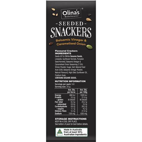 Olina S Seeded Snackers Balsamic Vinegar Onion 140g Woolworths