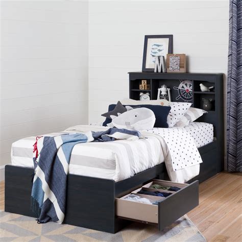 South Shore Aviron Mates 3 Drawer Storage Bed Twin Blueberry