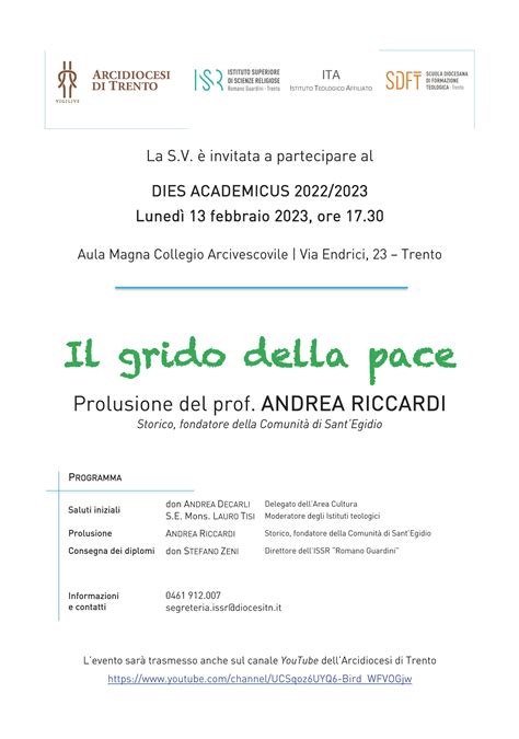 Il Grido Della Pace Andrea Riccardi Fondatore Di Sant Egidio A