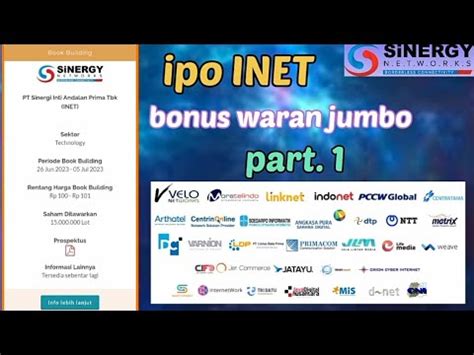 Analisa Saham Ipo INET Pt Sinergi Inti Andalan Prima Tbk Bonus Waran