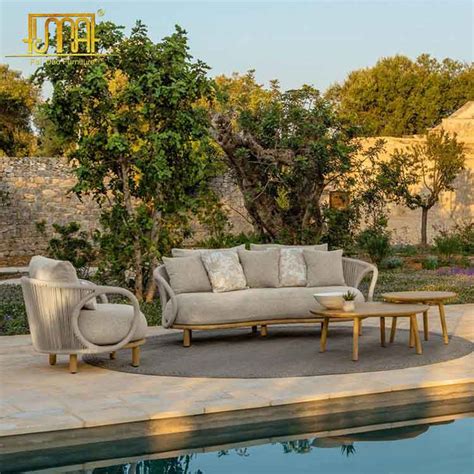 Outdoor Sofa Teak Two Seater Loveseat with Table - Feidao