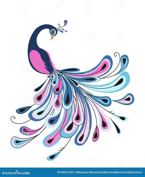 Peacock With Colorful Feathers Stock Vector Illustration Of