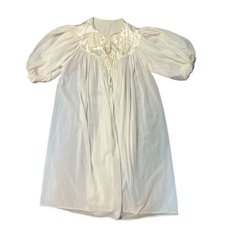 Vintage S Robe Nightgown Lingerie Set Sheer Lace Gem