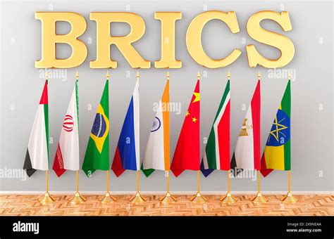 Brics Summit Flags Of All New Members Brics 3d Rendering Stock Photo