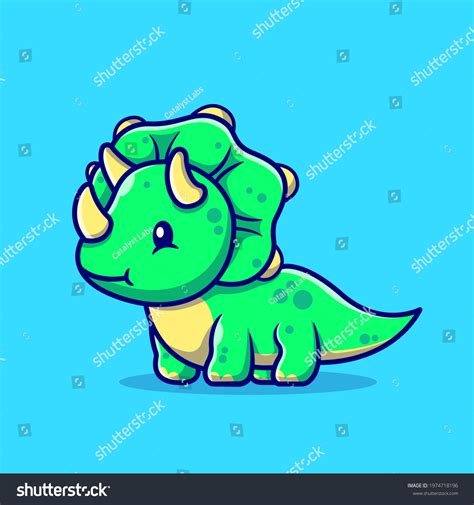 Cute Baby Triceratops Cartoon Vector Icon Stock Vector Royalty Free