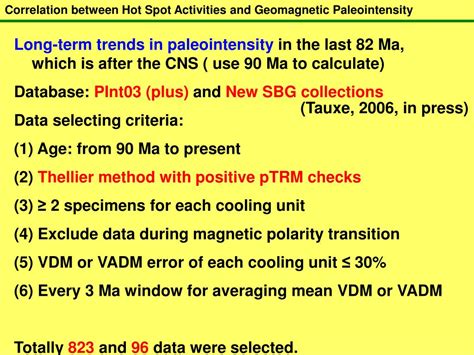 Ppt Correlation Between Hot Spot Activities And Geomagnetic Paleointensity Powerpoint