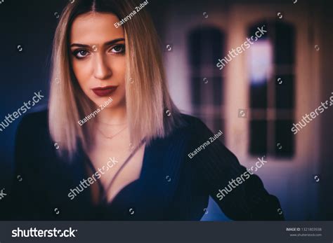 Attractive Sexy Blonde Women Wear Black Stock Photo 1321803938 Shutterstock