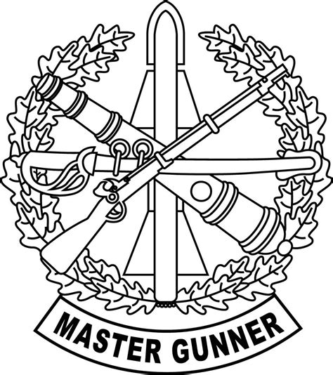Us Army Master Gunner Badge Patch Vector File Black White Inspire