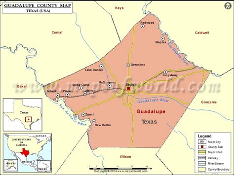 Map Of Guadalupe County Ettie Janetta