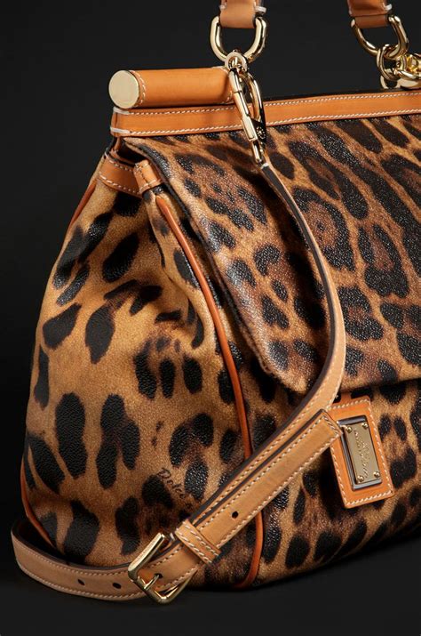 Medium Leopard Print Textured Leather Sicily Shopper Dolce Gabbana