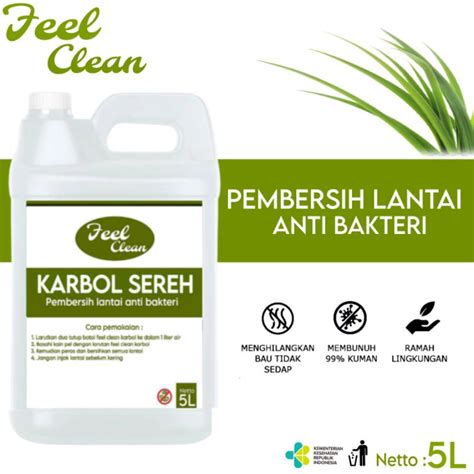 Jual PROMO PEMBERSIH LANTAI KARBOL SEREH 5 LITER FEEL CLEAN TERMURAH