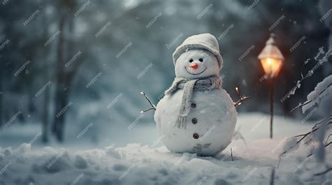 Premium AI Image | snowman in sunset