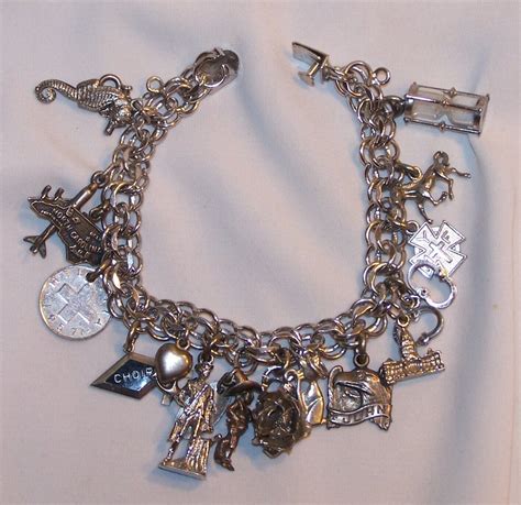 Vintage Elco Sterling Silver Charm Bracelet Nc Sand Glass Chrms Estate