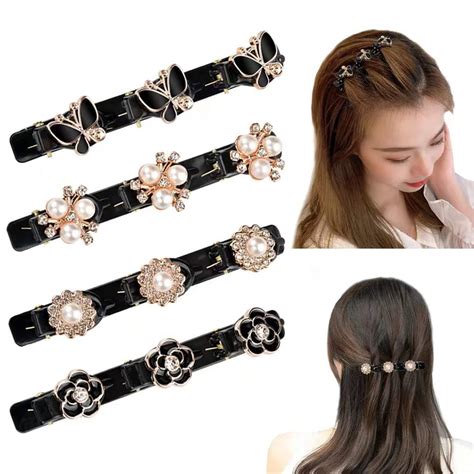 Sparkling Crystal Stone Braided Hair Clips Braided Hair Clip For Women