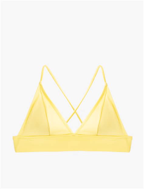 Sarı Kadın Arkası Çapraz Bağlama Detaylı V Yaka Bralet Bikini Üstü 5SAK10052MM Koton