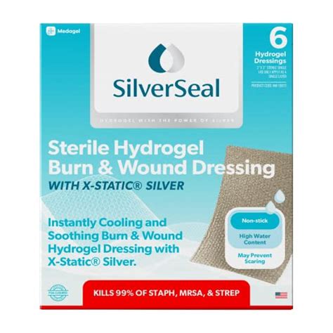 Silverseal Burn And Wound Dressing Hydrogel Pads With X Static Silver