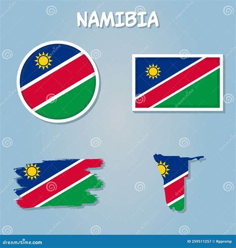 Namibia National Flag Map Design Illustration Of Namibia Country Flag