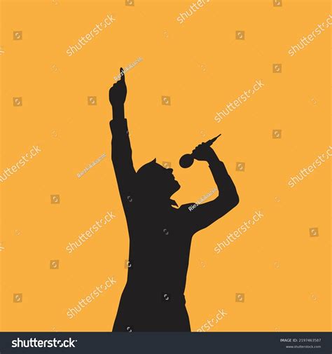 Vocalist Raising His Hand Holding Mic Stock Vector Royalty Free