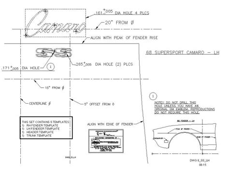 1968 Camaro Ss 396 Emblem Location Template Set