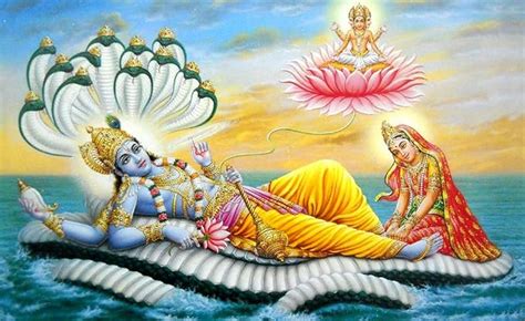 Crafts Of India Resting Lord Vishnu On Shesh Nag Big Hindu God Poster