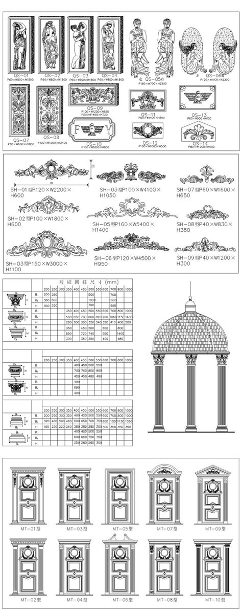 Architectural Classical Element Autocad Blocks V.1】All kinds of arch