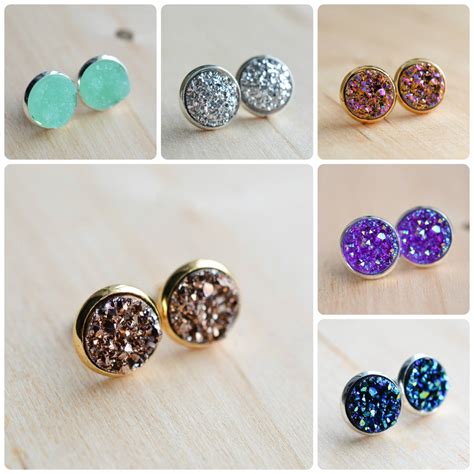 Druzy Stud Earrings Druzy Earrings Druzy Post Earrings Etsy