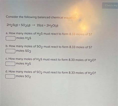 Solved Consider The Following Balanced Chemical Equation