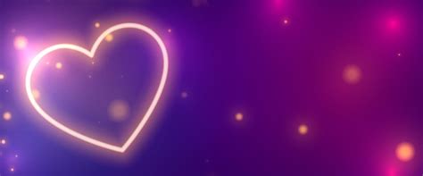 Free Vector Valentines Day Shiny Banner With Glowing Neon Heart