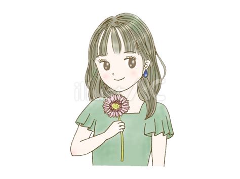 ガーベラの花を持った女の子イラスト No 25058853｜無料イラスト・フリー素材なら「イラストac」