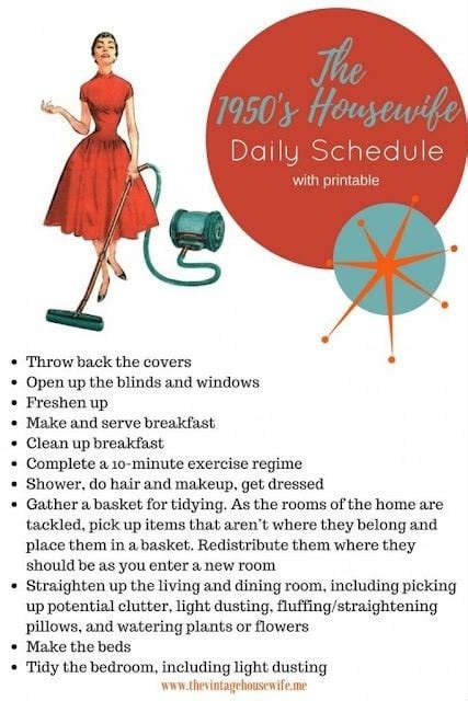 1950s Housewife Daily Schedule R Housewifeeducation