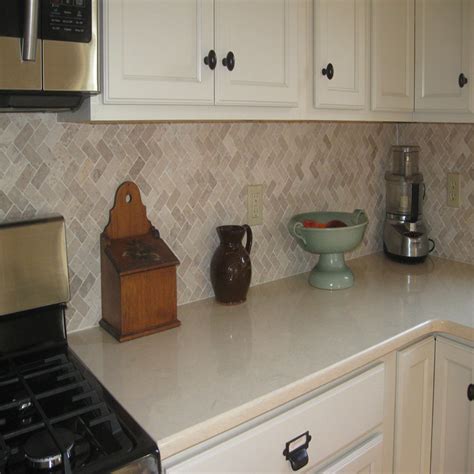 Cream Herringbone Stone Mosaic Kitchen Backsplash Subway Tile Outlet