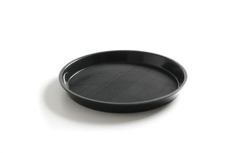 Serving Tray Round Non Slip High Rim Black Hendi Tools For Chefs