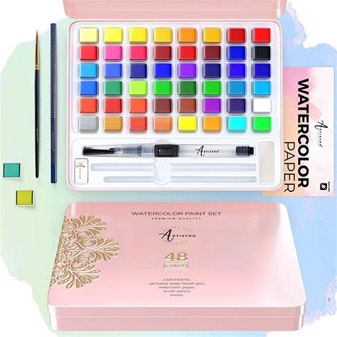 Artistro Aquarellfarben Set Lebendige Farben Inklusive Metallic