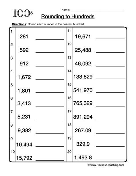 Rounding To Hundreds Worksheet Have Fun Teaching