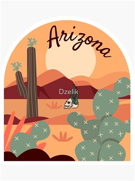 Arizona Cactus Vintage Travel Decal Sticker For Sale By Dzelik