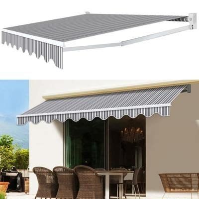 Store banne manuel 3 95 m x 3 m rayé gris blanc Gris blanc Stores