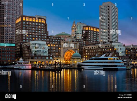 Boston Harbor With The Financial Districts Dramatic Skyline As A