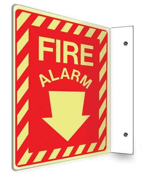 Glow In The Dark Projection™ Safety Sign Fire Alarm Down Arrow Psp401