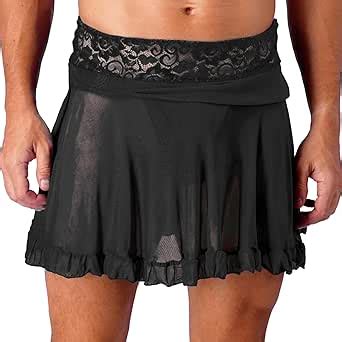 Yizyif Men S See Through Sheer Lace Ruffled Bikini Briefs Sissy Skirted Panties Lingerie