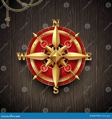 Golden Ancient Compass Rose Stock Vector Illustration Of Golden Rope