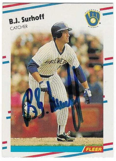 B J SURHOFF 1988 FLEER AUTOGRAPHED SIGNED 175 MILWAUKEE BREWERS EBay