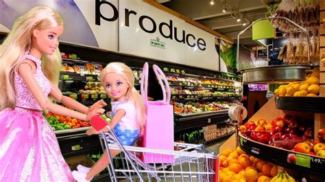 Barbie Doll Supermarket Grocery Shopping With Baby Doll Chelsea