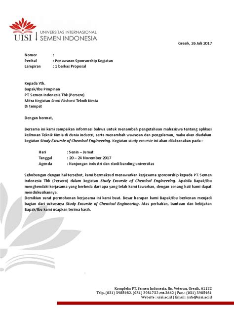 Contoh Surat Pengantar Proposal Sponsor Contoh Surat Riset