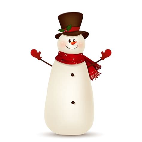 Boneco De Neve Bonito Alegre E Engra Ado De Natal Acenando As M Os Dos