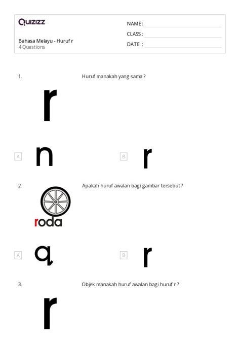 50 Lembar Kerja Huruf R Untuk Tk Di Quizizz Gratis And Dapat Dicetak