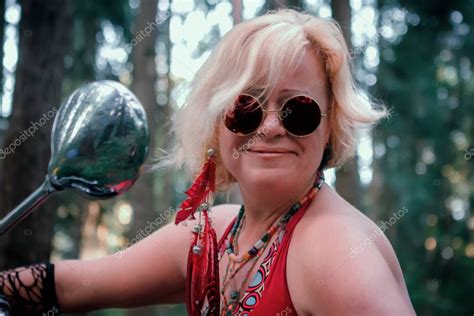 Portrait Of Mature Hippie Woman Stock Photo Palana