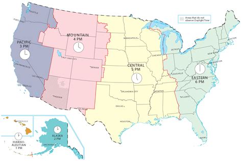 Printable Usa Time Zone Map