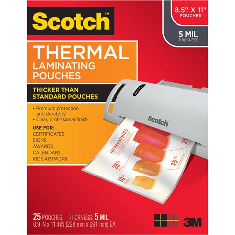 Scotch Premium Thermal Laminating Pouches Pack Letter Size Sheets