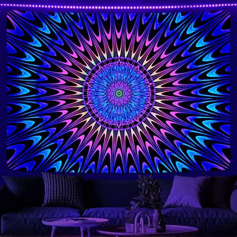 Atawlege Blacklight Tapestry Neon Tapestry Uv Reactive Tapestry Trippy